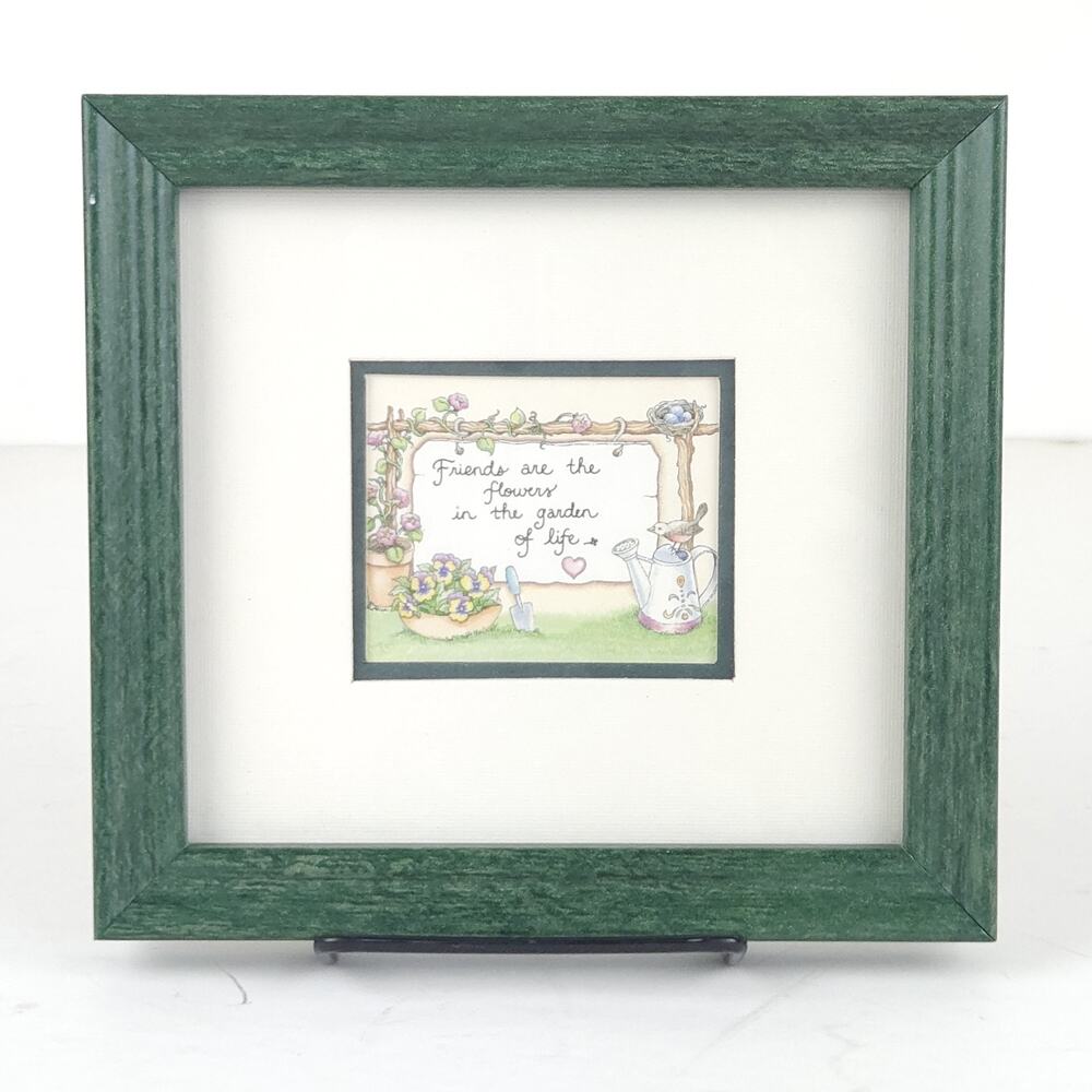 VTG Linda Grayson Printwick Framed Art Friends Cottage Country Gift 7x6.5 USA